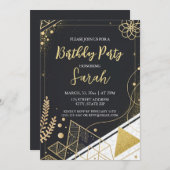 Luxe zwart en goud glitter moderne verjaardag kaart (Voorkant / Achterkant)