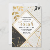 Luxe zwart en goud glitter moderne verjaardag kaart (Voorkant)