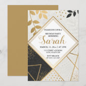 Luxe zwart en goud glitter moderne verjaardag kaart (Voorkant / Achterkant)