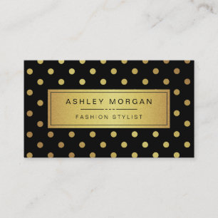 Luxe Zwart en Goud Glitter Polka Dots Visitekaartje