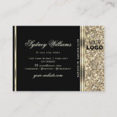 Luxe Zwart en Goud Glitter Sterren toevoegen Logo Visitekaartje (Achterkant)
