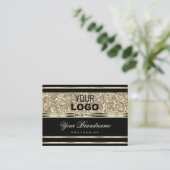 Luxe Zwart en Goud Glitter Sterren toevoegen Logo Visitekaartje (Staand voorkant)