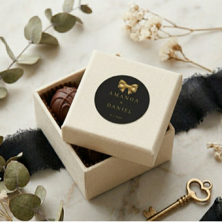 Luxe Zwart en Goud  Gouden Boog Bruiloft Ronde Sticker