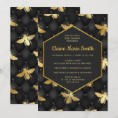 Luxe zwart en goud honing bij Baby shower Kaart (Voorkant / Achterkant)