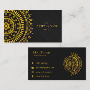 Luxe Zwart en Goud Mandala Elegant Beroepsmatig Visitekaartje