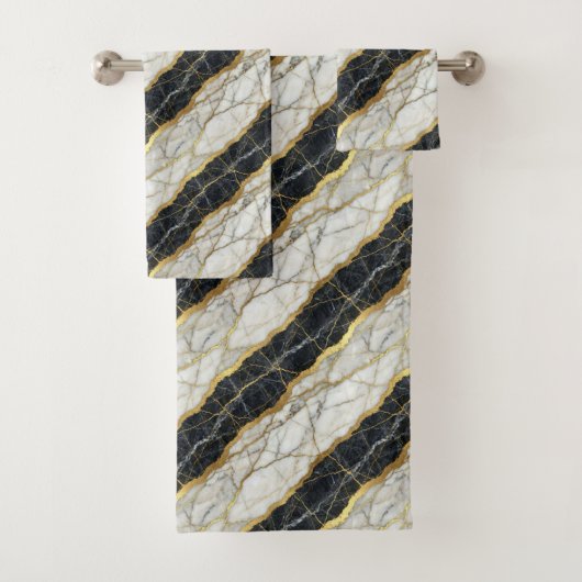 Luxe zwart en goud marmer bad handdoek (Insitu)