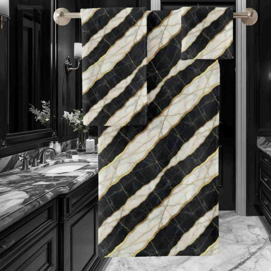 Luxe zwart en goud marmer bad handdoek