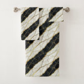 Luxe zwart en goud marmer bad handdoek (Insitu)