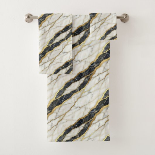 Luxe zwart en goud marmer bad handdoek (Insitu)