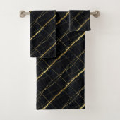 Luxe zwart en goud marmer bad handdoek (Insitu)