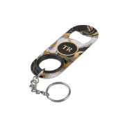 Luxe zwart en goud marmer  mini flessenopener (Achterkant Gekanteld)