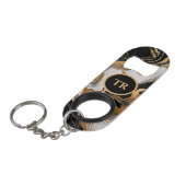 Luxe zwart en goud marmer  mini flessenopener (Voorkant Gekanteld)