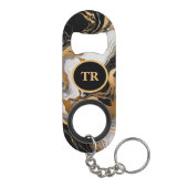 Luxe zwart en goud marmer  mini flessenopener (Achterkant)