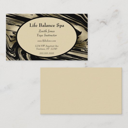 Luxe zwart en goud marmer spa yoga schoonheid visitekaartje (Voorkant / Achterkant)
