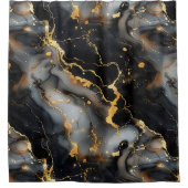 Luxe zwart en goud marmeren achtergrond douchegordijn (Voorkant)