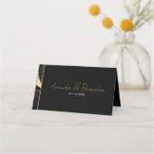 Luxe zwart en goud marmeren bruiloft plaatskaartje (Achterkant)