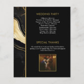 Luxe zwart en goud marmeren foto bruiloft (Achterkant)