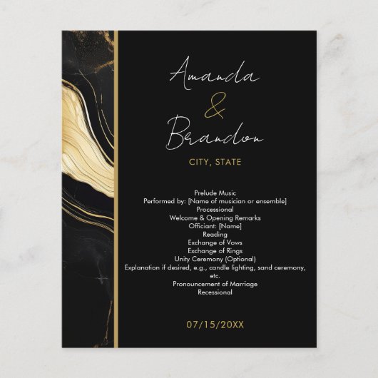Luxe zwart en goud marmeren foto bruiloft (Voorkant)