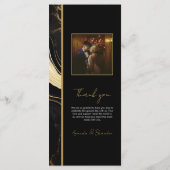 Luxe zwart en goud marmeren foto bruiloft menu (Achterkant)