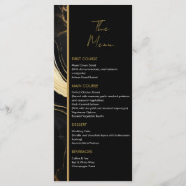 Luxe zwart en goud marmeren foto bruiloft menu