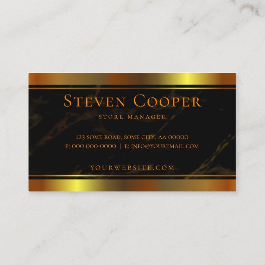 Luxe Zwart en Goud Marmeren Muur en Vloer Tegels Visitekaartje (Achterkant)