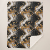 Luxe zwart en goud marmeren sherpa deken (Voorkant)