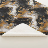 Luxe zwart en goud marmeren sherpa deken (3/4)