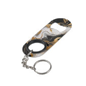 Luxe zwart en goud marmeren Sleutelhanger flesopen Mini Flessenopener (Achterkant Gekanteld)