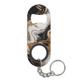 Luxe zwart en goud marmeren Sleutelhanger flesopen Mini Flessenopener (Achterkant)