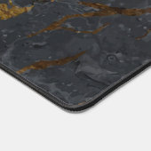 Luxe zwart en goud marmeren textuur monogram bureaumat (Hoek)