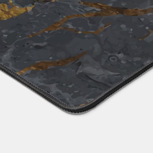 Luxe zwart en goud marmeren textuur monogram bureaumat (Hoek)