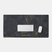 Luxe zwart en goud marmeren textuur monogram bureaumat (Keyboard & Muis)