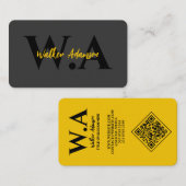 Luxe zwart en goud | Modern professioneel monogram Visitekaartje (Voorkant / Achterkant)