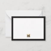 Luxe Zwart en Goud Monogram Notecard Notitiekaartje (Achterkant)