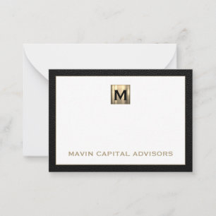 Luxe Zwart en Goud Monogram Notecard Notitiekaartje