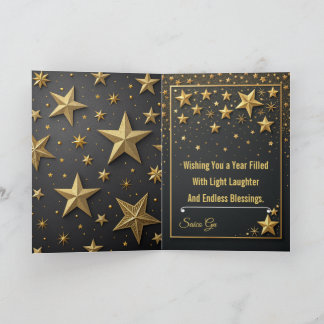 Luxe Zwart en Goud Nieuwjaarskaart Kaart