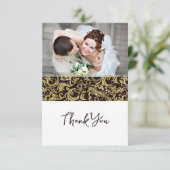 Luxe Zwart en Goud ontwerp met Foto Bedankkaart (Staand voorkant)
