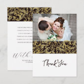 Luxe Zwart en Goud ontwerp met Foto Bedankkaart (Voorkant / Achterkant)