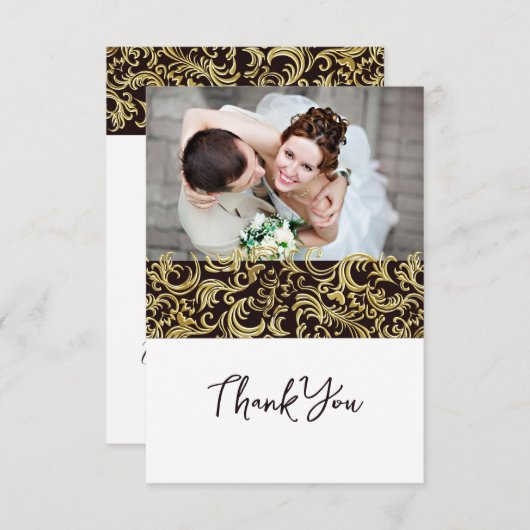 Luxe Zwart en Goud ontwerp met Foto Bedankkaart (Voorkant / Achterkant)
