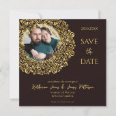 Luxe Zwart en Goud ontwerp met Foto Save The Date (Voorkant)