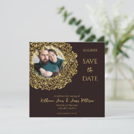 Luxe Zwart en Goud ontwerp met Foto Save The Date