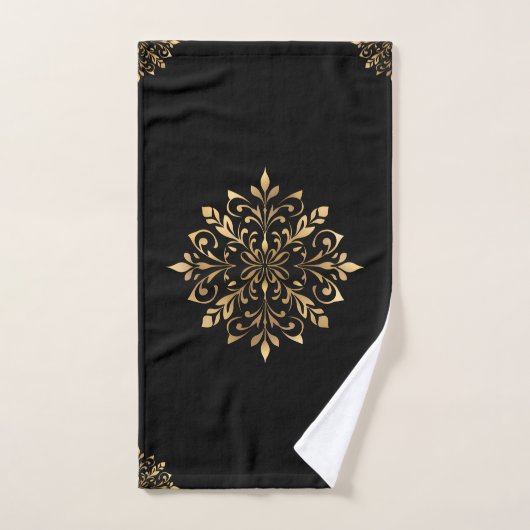 Luxe zwart en goud Ornament Bad Handdoek (Handdoek)