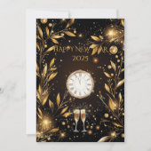 Luxe Zwart en Goud Oud en Nieuw Aftelling Kaart (Voorkant)