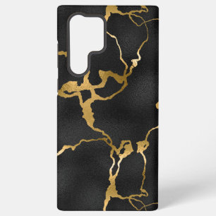 Luxe zwart en goud patroon glam design samsung galaxy hoesje