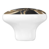 Luxe Zwart en Goud Roos Keramische Knop (Zijkant)