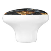 Luxe Zwart en Goud Roos Keramische Knop (Zijkant)