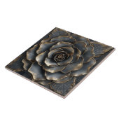 Luxe Zwart en Goud Roos Tegeltje (Zijkant)