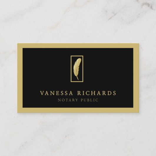 Luxe zwart en goud scanbare QR mobiele notaris Visitekaartje (Voorkant)