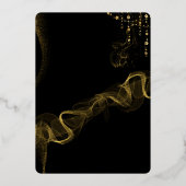 Luxe Zwart en Goud Script Folie Floral Wedding Uitnodiging (Achterkant)