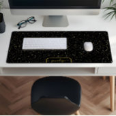 Luxe Zwart en goud sparkles patroon monogram Bureaumat